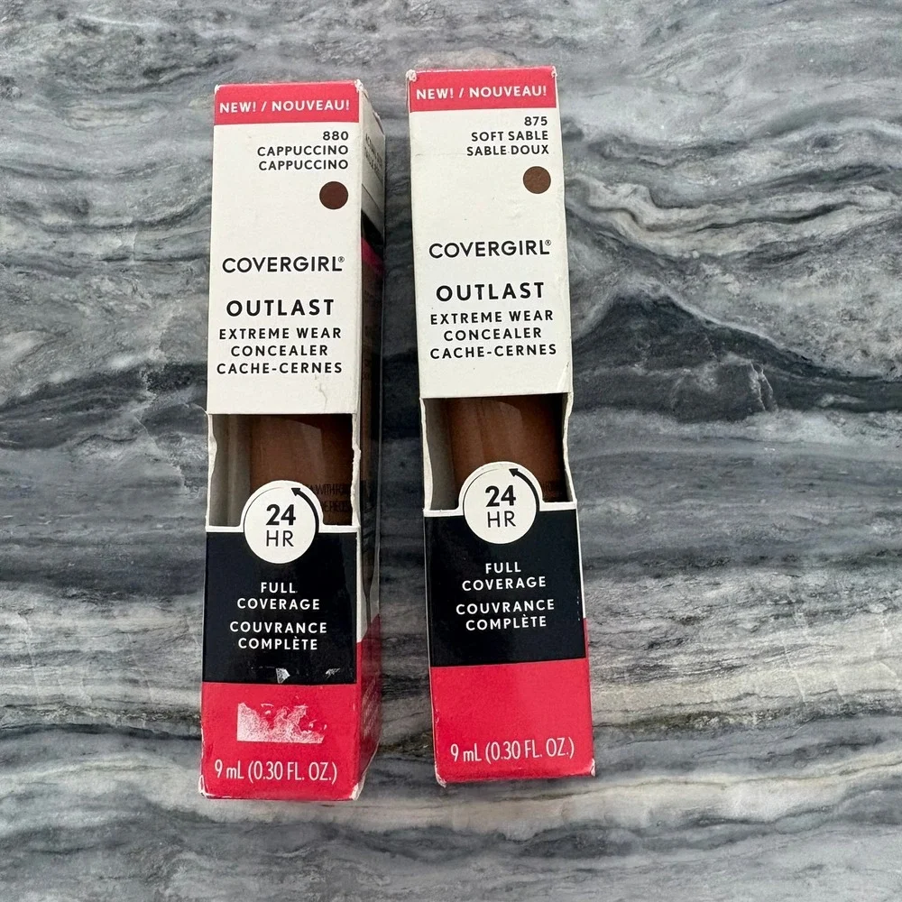 Covergirl Outlast Extreme Wear Concealer 2pk 880 Cappuccino 875 Soft Sable 9ml